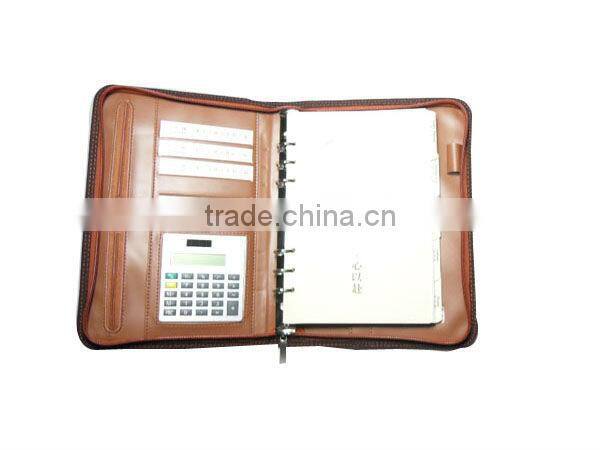 Zipped 2016 b5 leather organizer folder with calculator