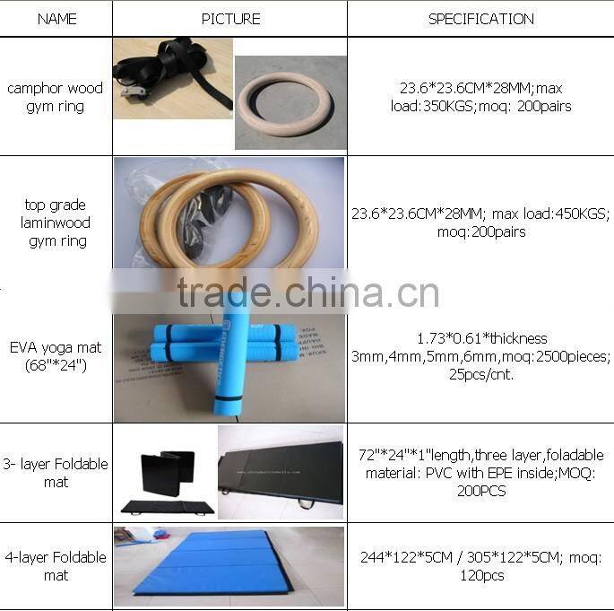 Hot Selling Wooden Gym gymnastic Ring with Strap