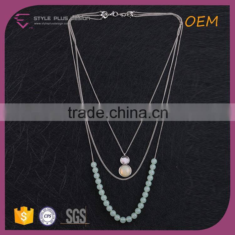 N74312K01 STYLE PLUS long elegant layered necklace pendant chain necklace jewelry imitation coral beads necklace jewelry set