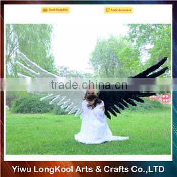 Wholesale christmas birthday party decoration adult fairy wings black and white large feather angel wings