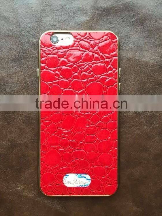 Electroplate TPU+Leather back for iphone 6 6s case with custom logo and high quality