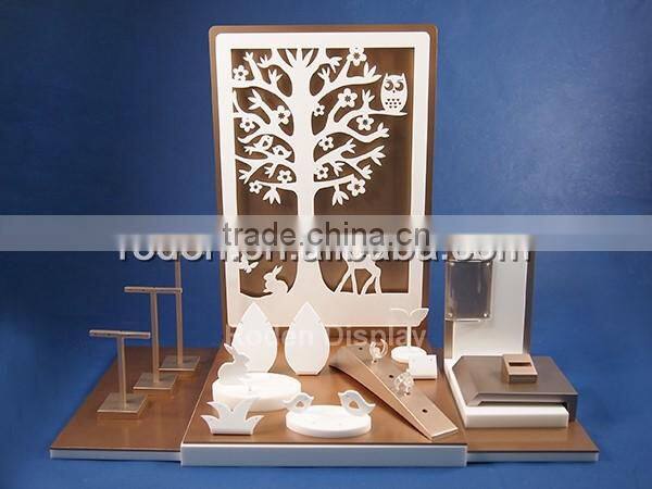 Supply OEM fashion handmade wooden jewelry display stand jewelry stand furniture jewellery counter display
