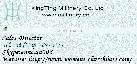 Women Formal Church hat ribbon with red and white color