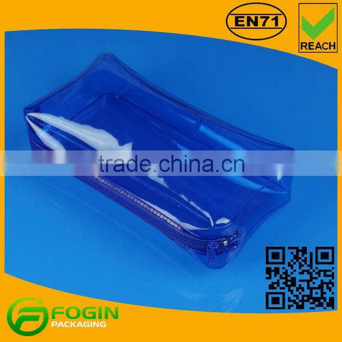 blue pvc packaging bag with zipper
