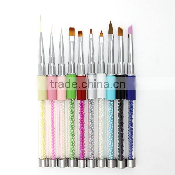 Hot 10pcs nail brush set include nail liner brush,nail gel brush,nail acrylic brush and Nail Sculpture Pen