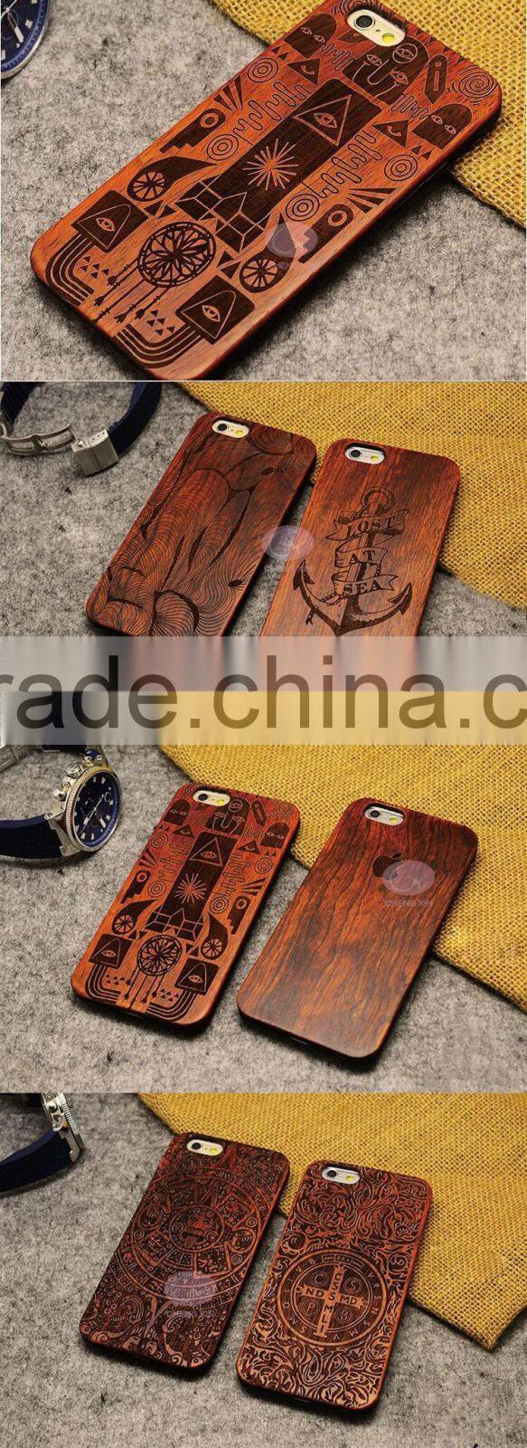 2016 aluminum and natural wood + pc hard case cover for iphone 6 bumper frame case