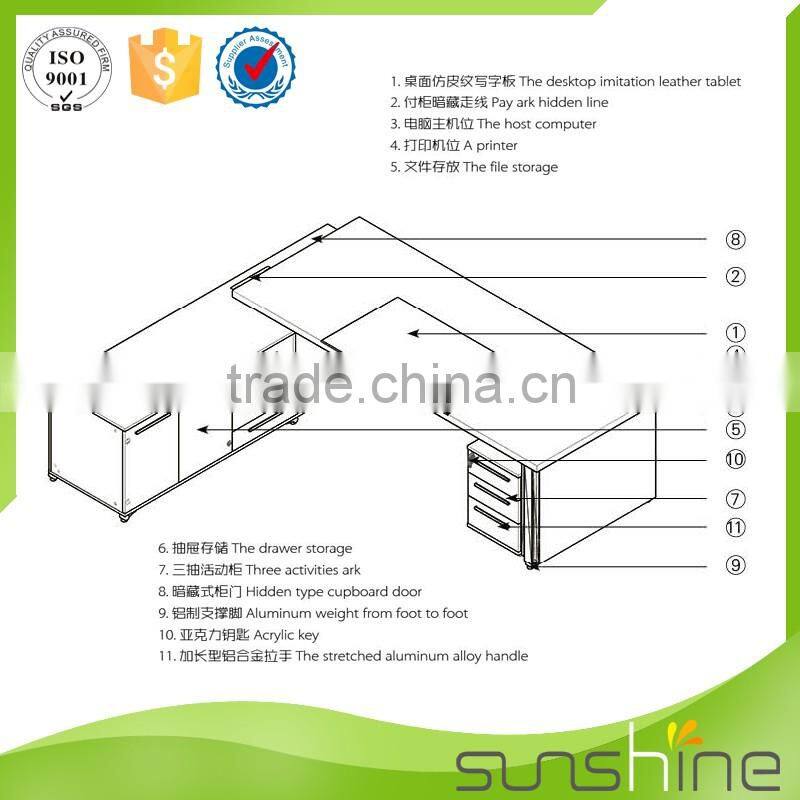 2016 Modern Melamine Faced Chipboard Panel Office Furniture Boss Office Director And CEO Use Executive Desk China New Style