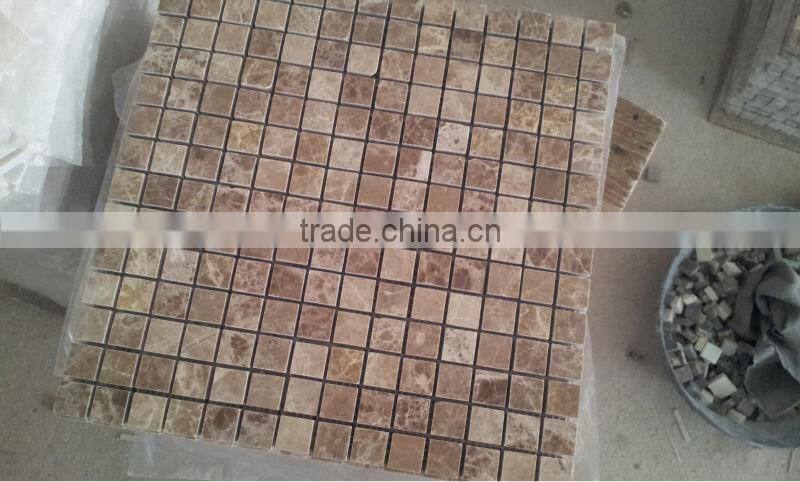 Light emperador marble mosaic tiles on mesh