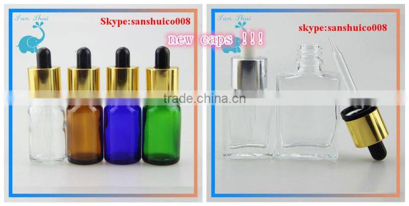 varies dropper caps 15 /30ml square glass dropper bottles with pipette caps