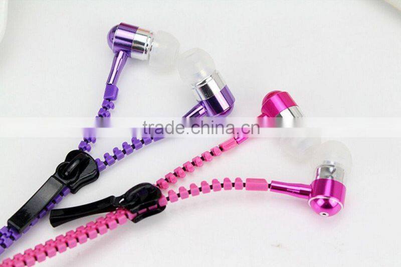 High Quality Zipper Earphone with Mic