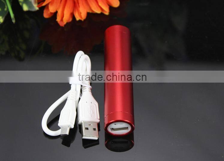 Gift metal cylinder 2200mah led light power bank portable charger