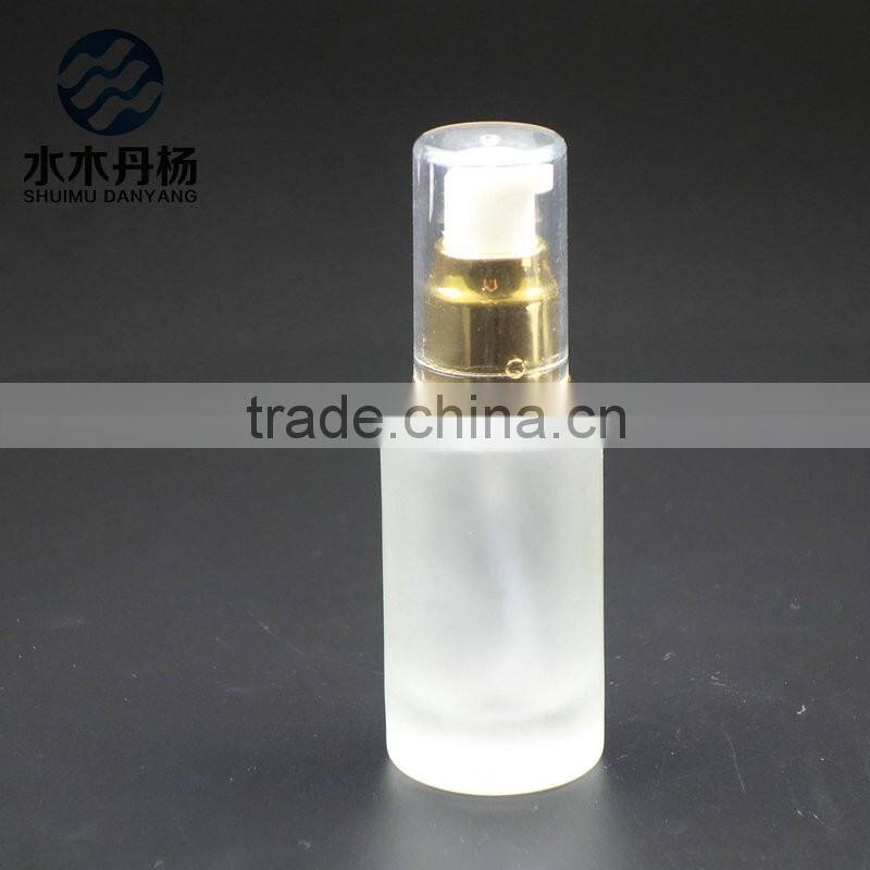 Luxury 100ml frosted airless pump glass bottle lotion glass bottle with pump
