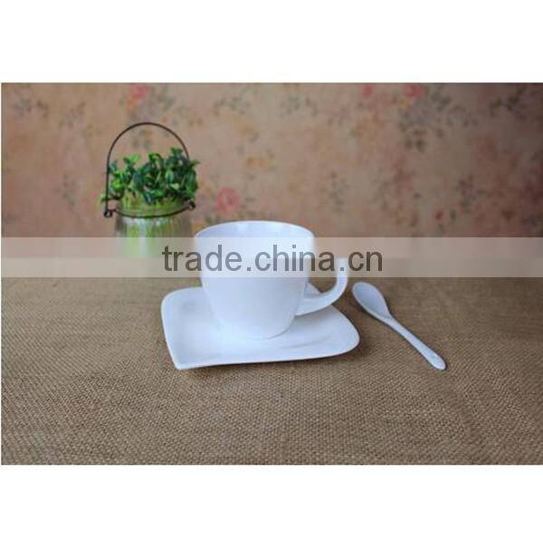 Corporate gift white blank custom printed ceramic coffee mugs with saucer
