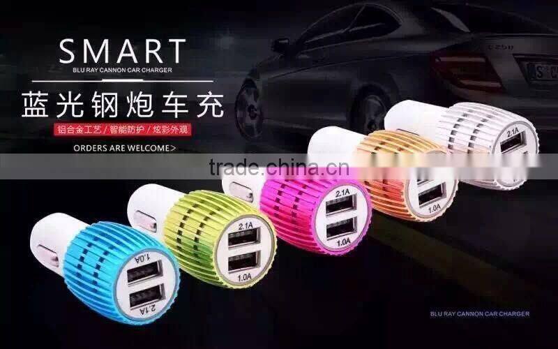 2016 wholesales newest 2 usb port metal 12 v car battery charger ,2 usb car charger