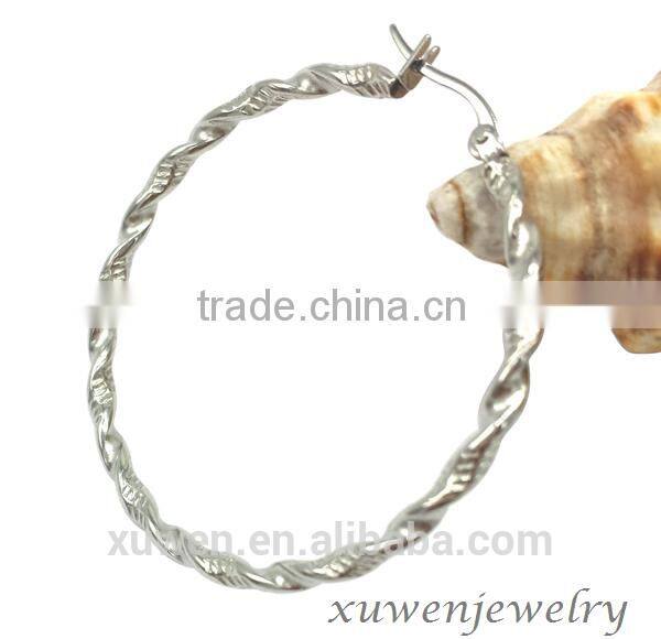 twisted circle wire stainless steel earrings for young women