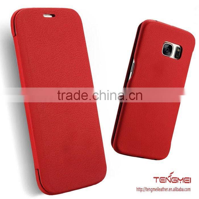 Luxury thin flip PU leather case for samsung galaxy s7 edge
