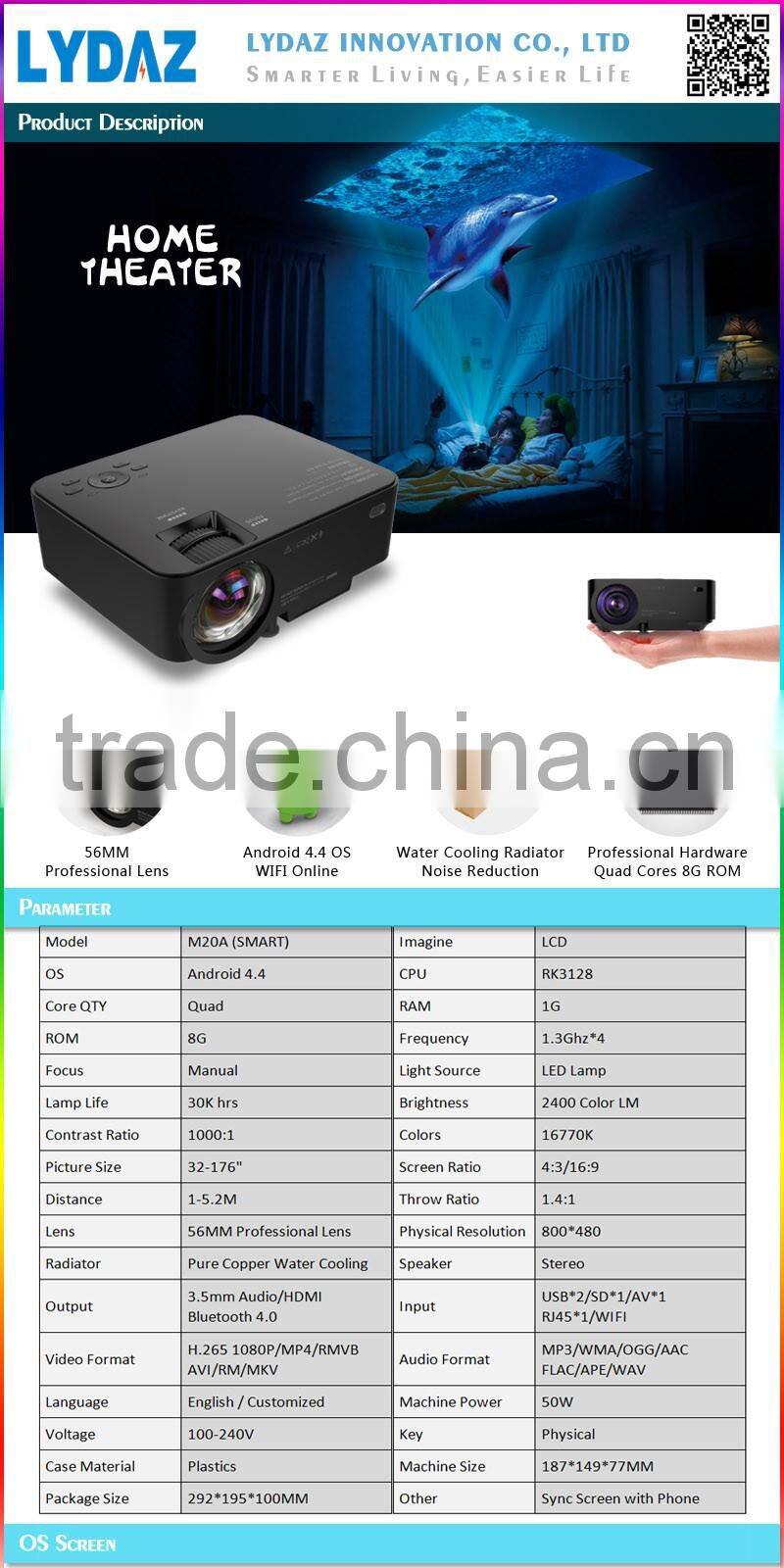 Home Theater Portable Cheap Full HD Mini Smart Projector Android