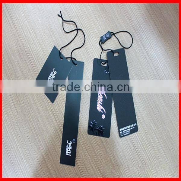 Fashionable Solid Paper Black Hangtags With Printing On Garment Wholesale