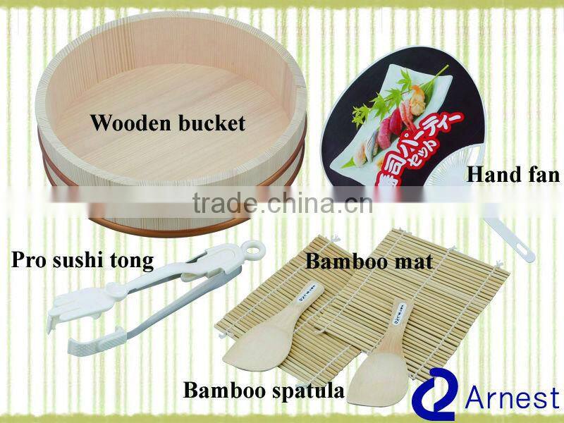 japanese kitchenware sushi party sets made in japan sushi rolls machine mold tong bamboo mat spatula wooden bucket hand fan set