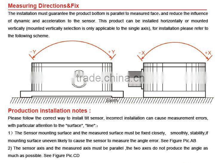 +/-5V or +/-10V High Precision Inclinometer Level Sensor With Excellent Temp Compensation