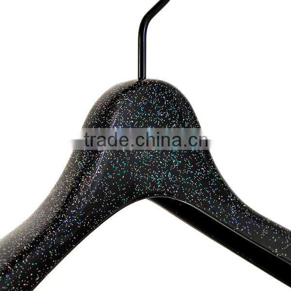 Black Plastic Hanger with Sparkling Foil Paint for Clothing Manufacturer