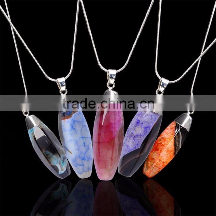 Jewelry 2016 hot Gemstone necklace crystal stone pendant necklace