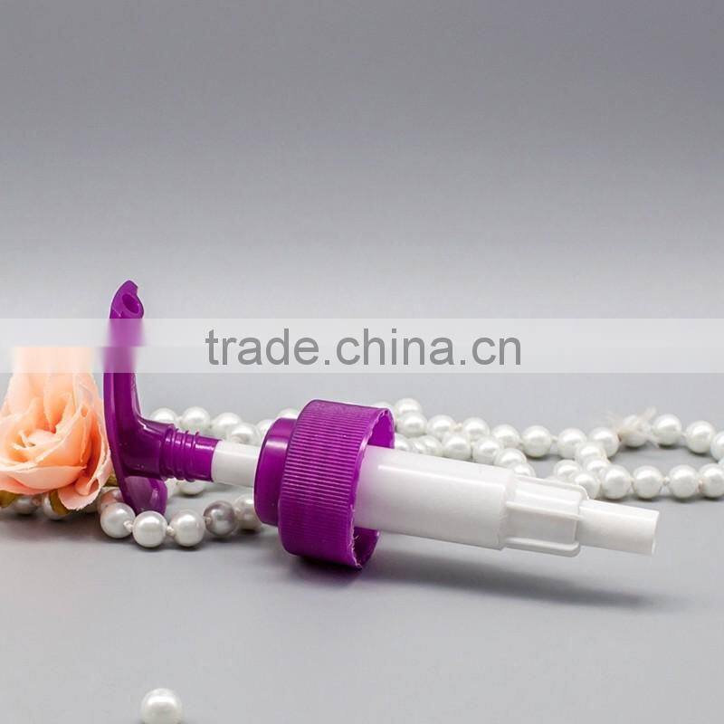 33mm non spill ribbed purple plastic dispenser bottle pump