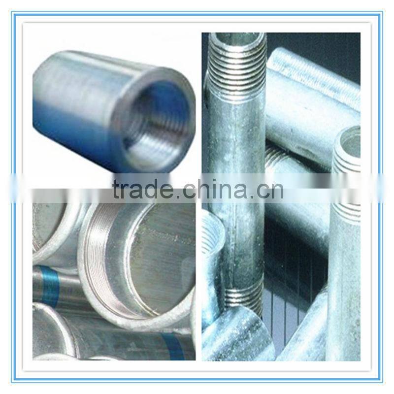 BS1387 Galvanized steel pipe with coupling , threaded , plastic caps
