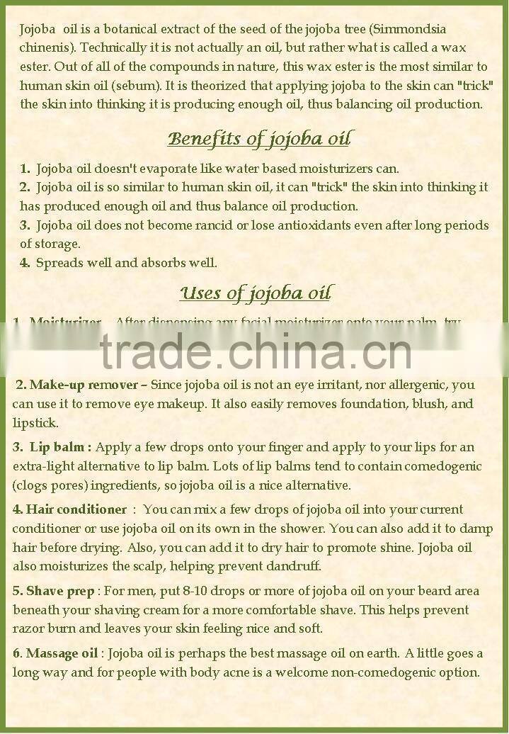 Excellent Quality & Reasonable Price of Jojoba Oil Unrefined