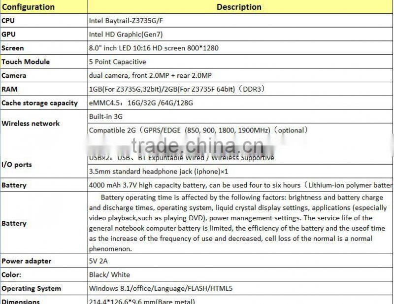 shenzhen supplier window 8 tablet with ethernet port