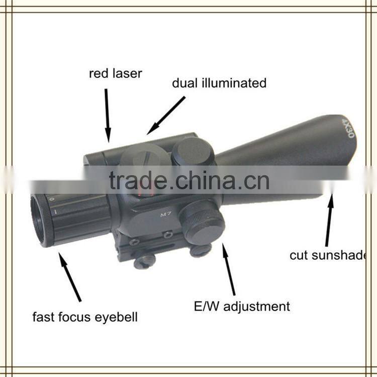 High power night vision red laser sight 4X30, Laser pointer sight scope for gun with magnetic gun sight scope mount