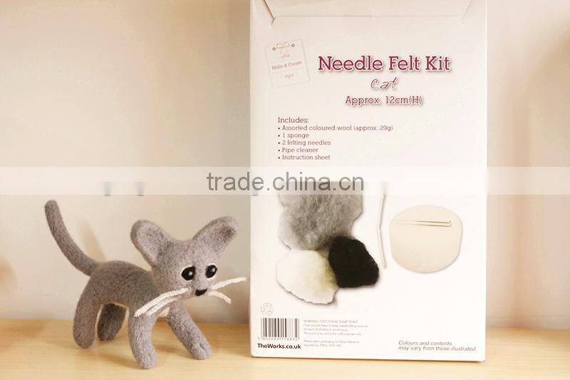 2016new fashion needle felting kit felting wool for cat