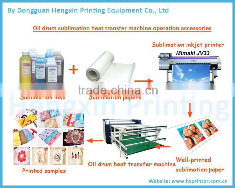 42cm dia oil drum roller sublimation heat transfer machine with 170cm for printing fabric ,garments with CE