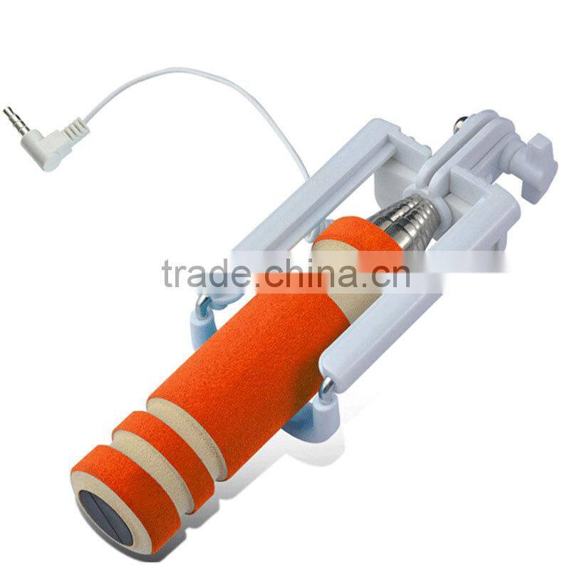 Super MINI folding Handheld Portrait wired selfie stick monopod with 3.5mm jack for Cellphone