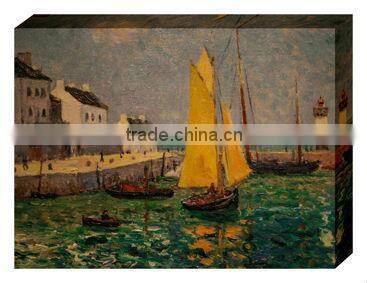 Hot! Retro seaside boat old color old oil painting style restaurant decorating supplies