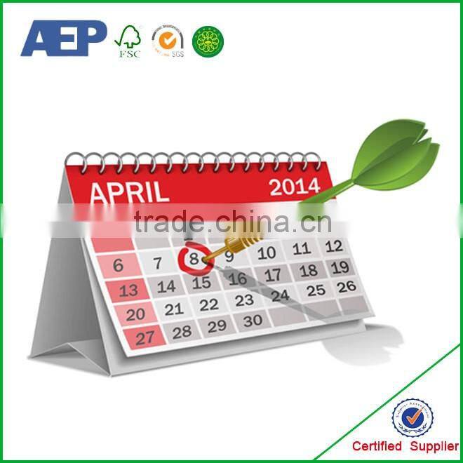 spiral bound high quality folded table spiral bound desk calendar printing