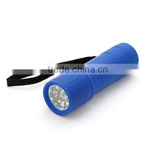 mini 9 led plastic flashlight case flashlight