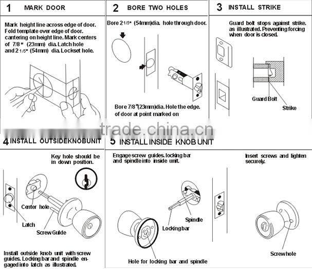 3801 Hotel Safety Cylindrical Zinc Alloy Lever Handle Door Lock