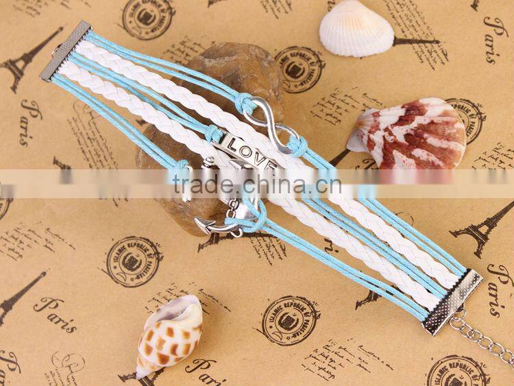MYLOVE 5 colors in stock love bracelets & bangles braided leather jewelry MLBZ017