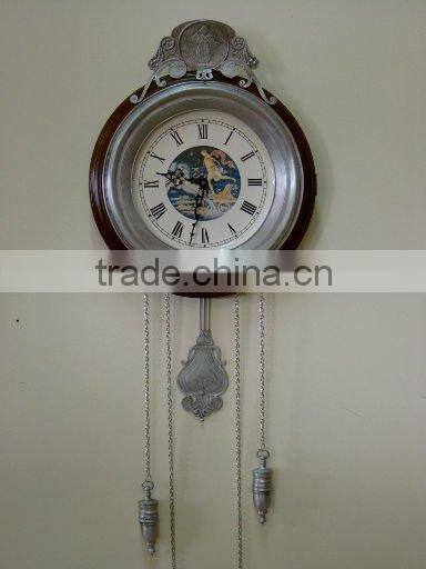 Pewter Flower Art Decorate Wall Clock