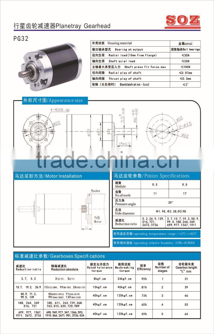 32mm planetary gearbox