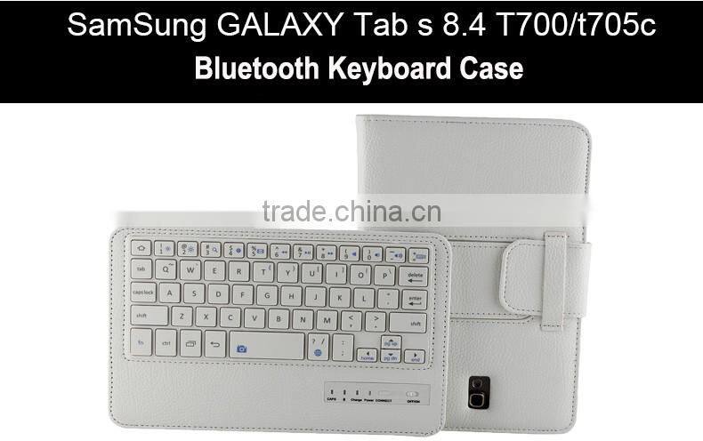 Litchi Pattern Wireless Mini Bluetooth Keyboard for Samsung TABS 8.4inch T700/705-SA04