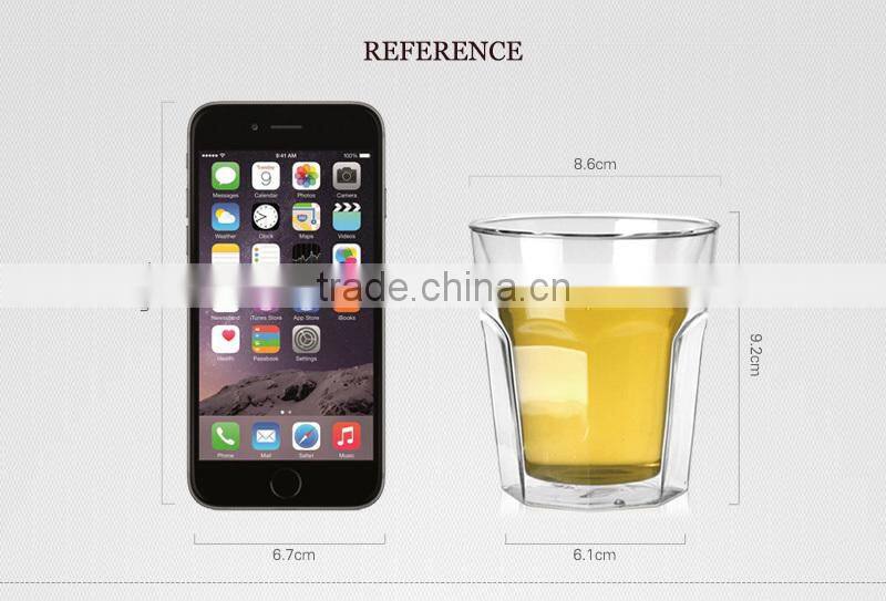 Hot sale unbreakable 200ml double wall glass beer cup N6029