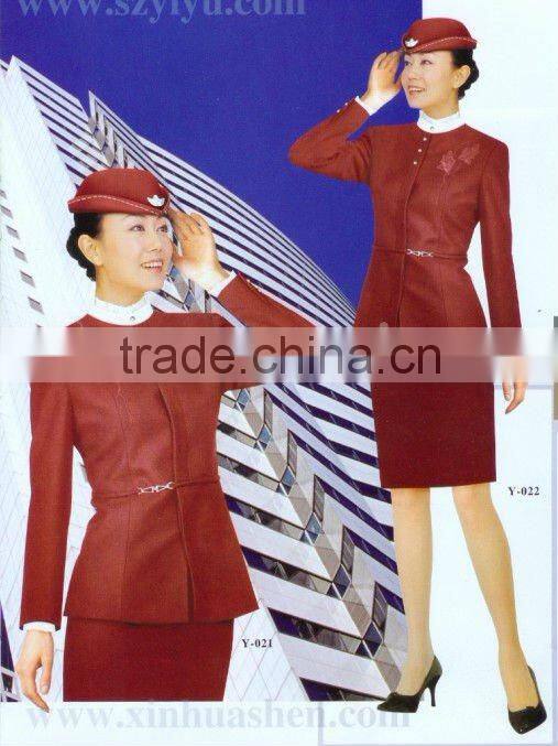 Red airline stewardess uniforms