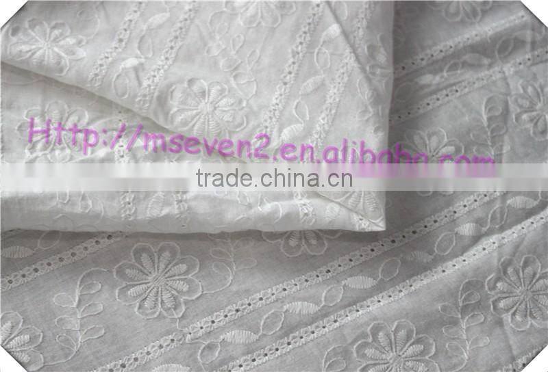 100% cotton combed flower fabric with lace embroidered lace fabric china