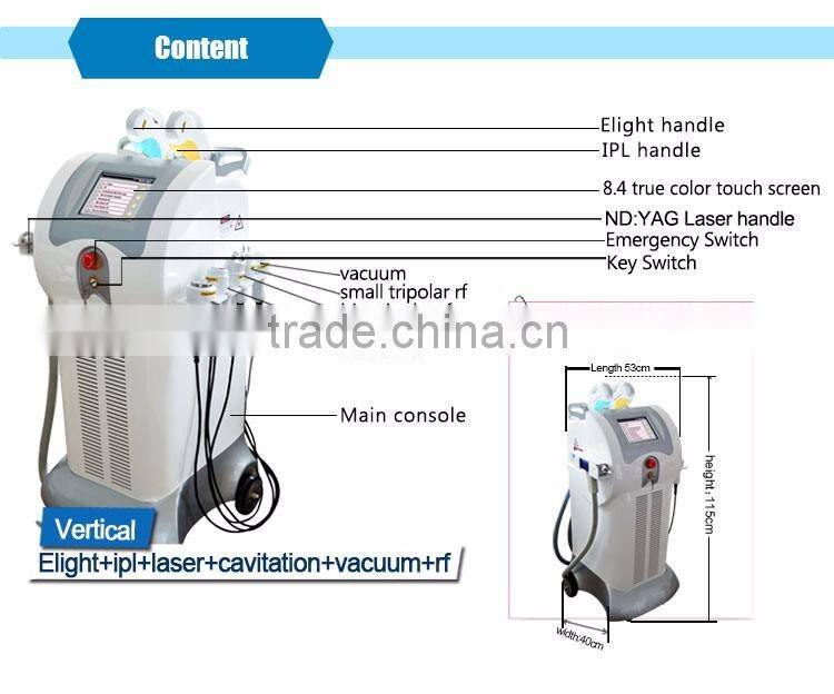 Multifunction 8 in 1 elight ipl cavitation nd yag laser physiotherapy device