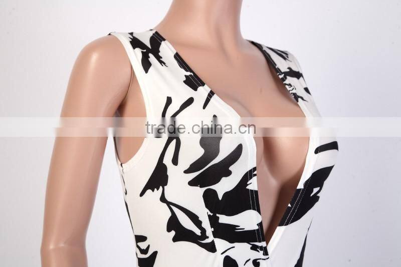 Bonvatt Sexy deep V nightclub leotard bandage pants with body clothing