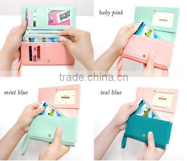 Pu Leather Smart Phone Wallet Mobile Card Holder Case Coin Bag Pouch Purse For S3 5/4/4s With Pvc Box Packing