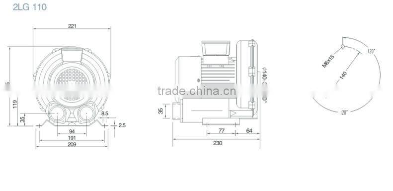 AC high pressure air blower for waste water treament