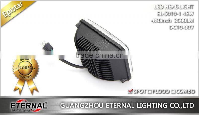 4x6in 45W high power sealed dual beam 4x4 truck trailer vehicles high power driving led headlight headlight replacement